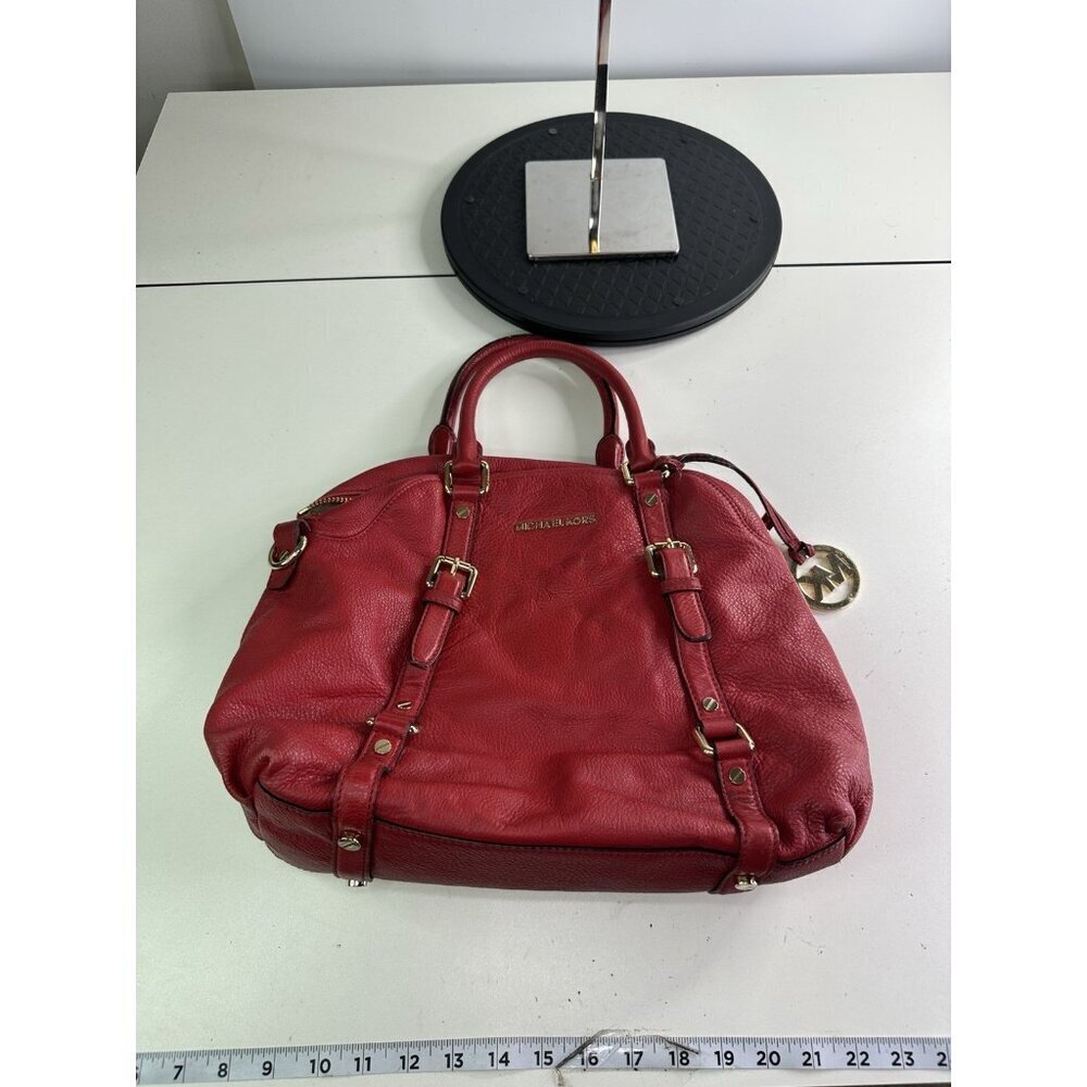 Michael Kors Bedford Large Red Leather Satchel/Bowling Bag - Picture 5 of 10
